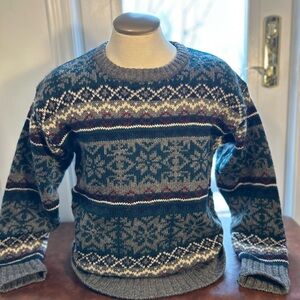 Ralph Lauren Gray and Green 100% Wool Sweater